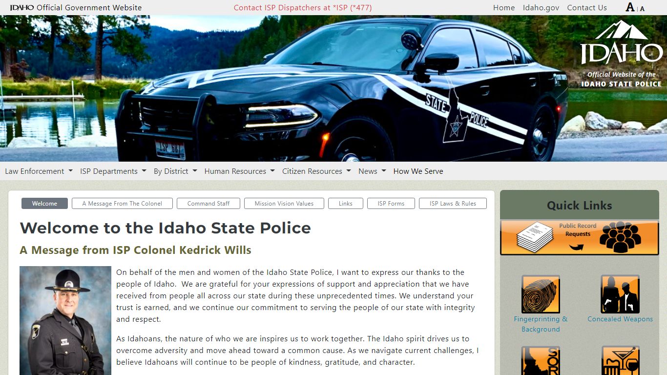 Welcome | Official website of the Idaho State Police